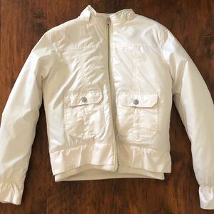 White jacket with removable hoodie